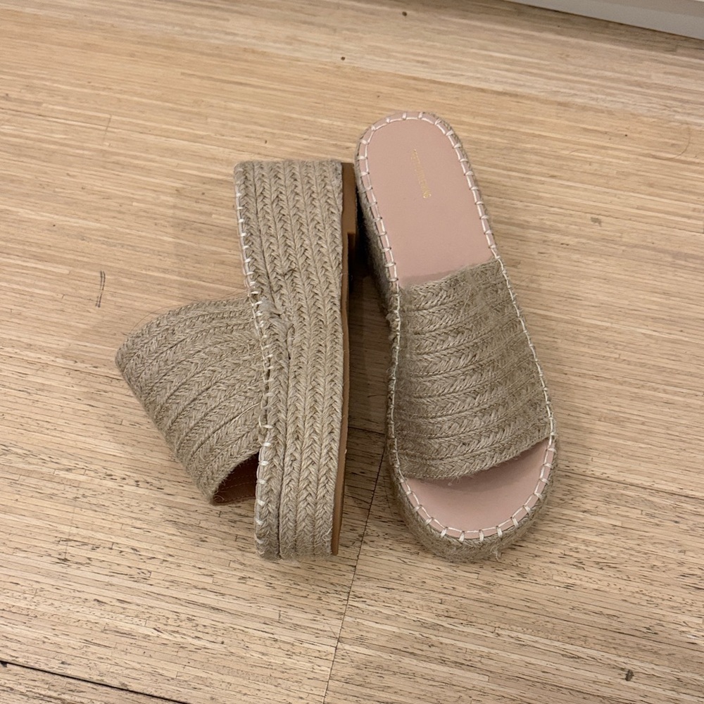 PLT Women's Tan Woven Slide Sandals